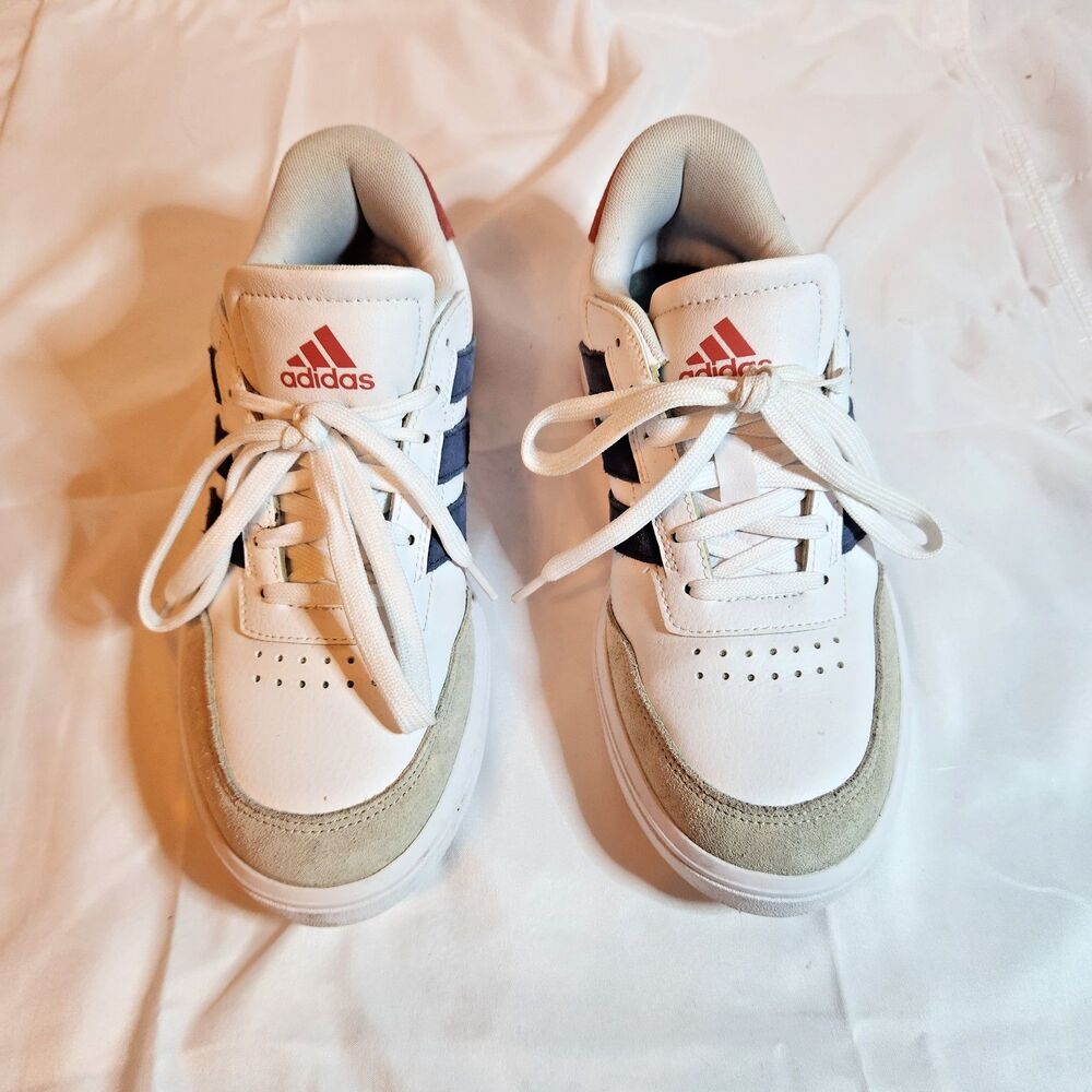 Adidas Courtblock Women's 7.5 White Navy Red Sneakers ID9086 Casual Shoes